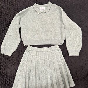 Zara Light Green Knit Sweater and Skirt Set